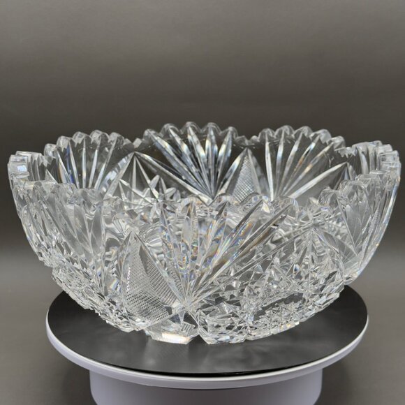 Libbey Other - American Brilliant Period ABP Cut Glass Sawtooth Bowl Libbey 9” READ